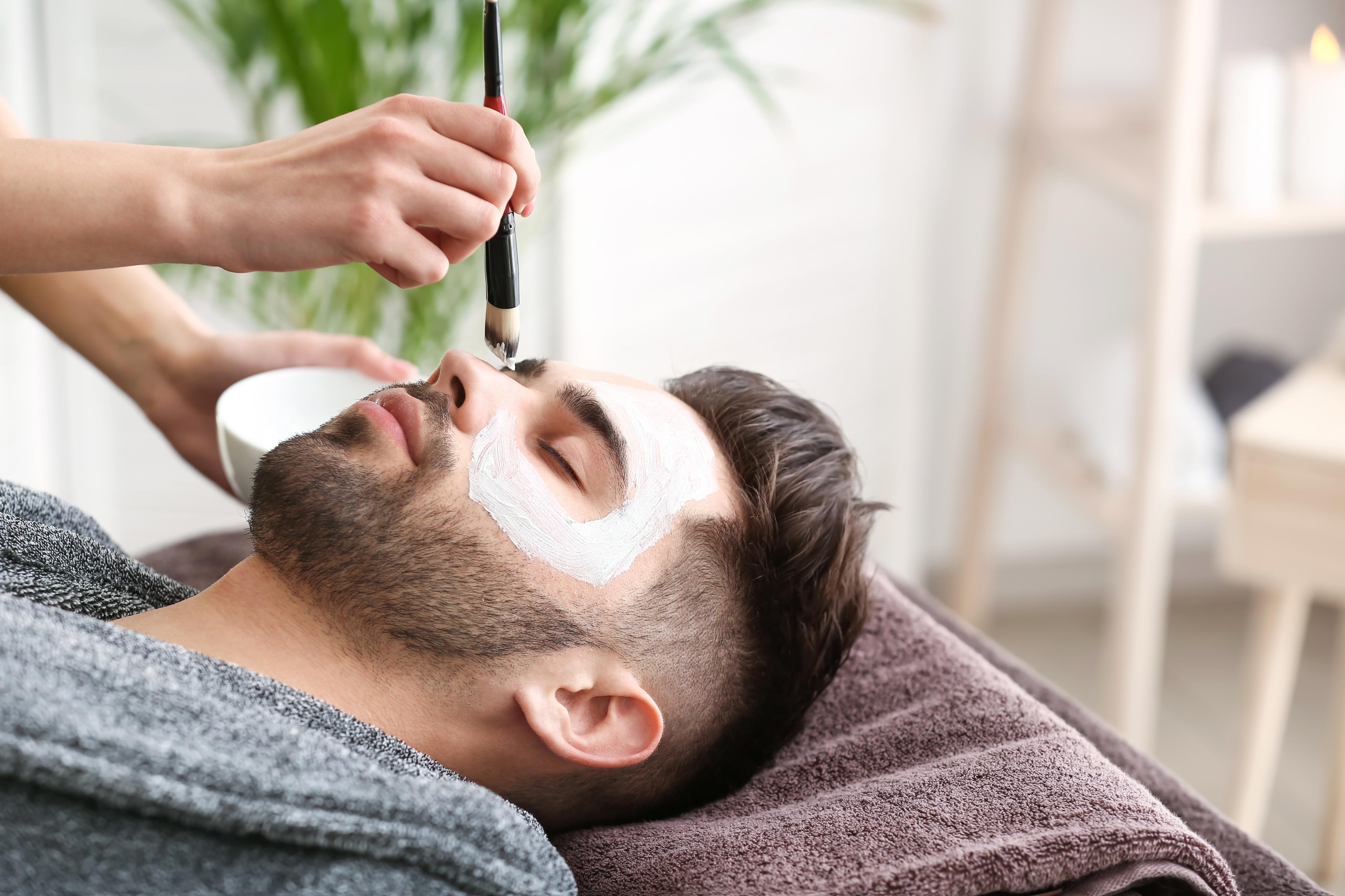 Hydro facial mask treatment in progress